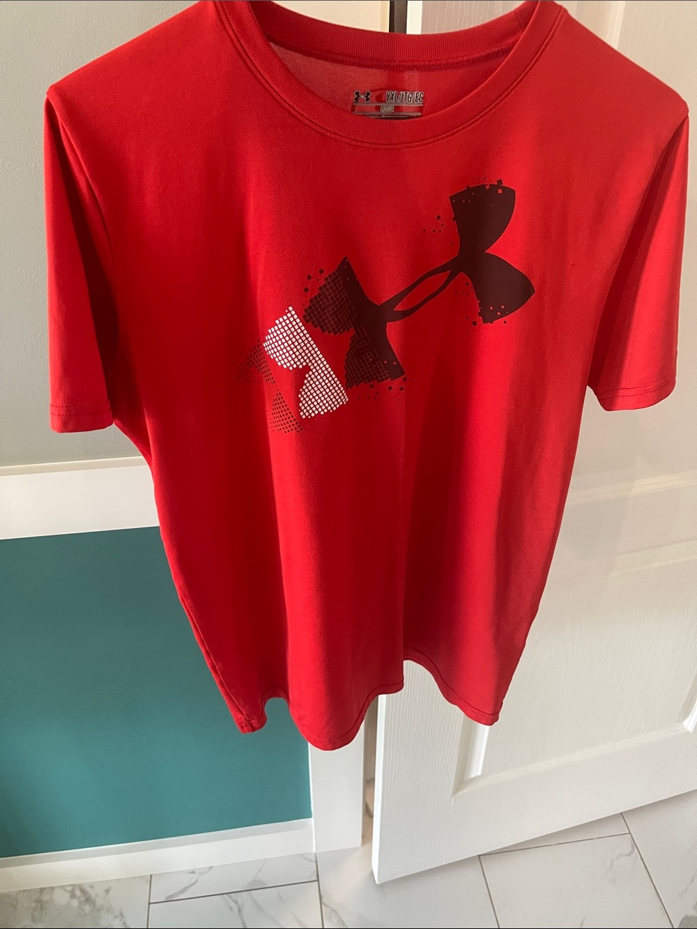Under Armour Red Tee with Black and White Logo
